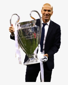 Zinedine Zidane render - Zidane With Champions League Trophy, HD Png Download, Transparent PNG