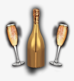 #mq #gold #glass #bottle #champagne - White Wine Bottle And Glass Png, Transparent Png, Transparent PNG