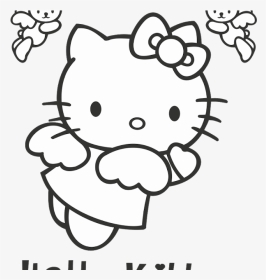 Hello Kitty Logo Vector ~ Format - Hello Kitty Clipart Black And White, HD Png Download, Transparent PNG