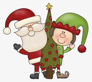 Clip Art Secret Santa Clip Art - Santa And Elf Clipart, HD Png Download, Transparent PNG