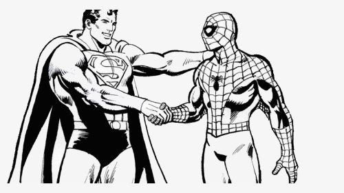 Spiderman And Superman Drawing, HD Png Download, Transparent PNG