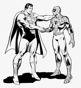 Spiderman And Superman Drawing, HD Png Download, Transparent PNG
