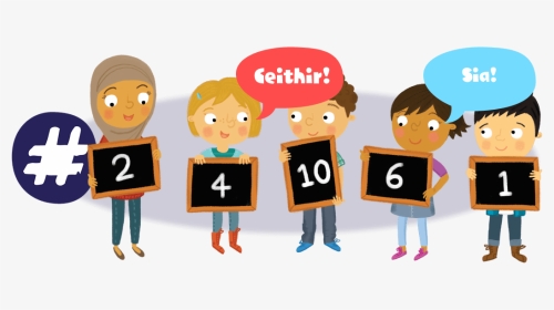 Group Of Children Holding Numbers - Working With Number Cartoon Png, Transparent Png, Transparent PNG