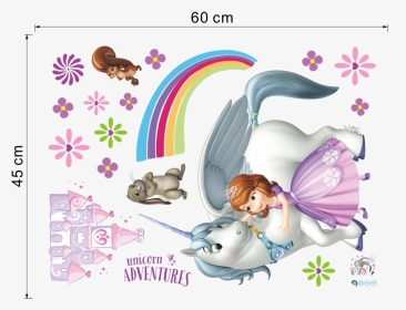 Princess Elsa Rainbow Castle Wildebeest Wall Stickers - Wall Decal, HD Png Download, Transparent PNG