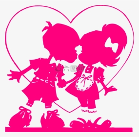 心,吻,情人节 - Pink Valentine Hearts Clip Art, HD Png Download, Transparent PNG
