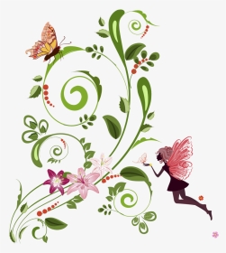 #flowers#butterfly#fairy - Design Border Flower Vector, HD Png Download, Transparent PNG