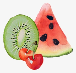 #fruits #fruit #kiwi #watermelon #cherries @cherry - Watermelon, HD Png Download, Transparent PNG