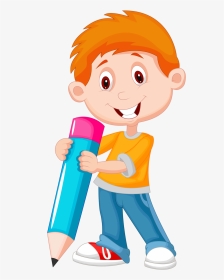Boy With Pencil Cartoon, HD Png Download, Transparent PNG