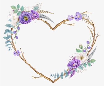 #love #heart #flowers #wreath #wood #feathers #floral - Scrapbooking, HD Png Download, Transparent PNG