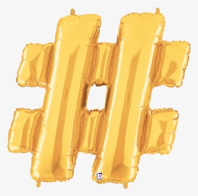 Gold Hashtag Foil Balloon Letters - Symbol Hashtag Foil Balloon, HD Png Download, Transparent PNG