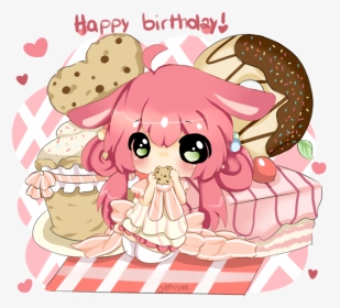 #love #cute #birthday #kawaii #girl #anime #chibi - Happy Birthday Cute Anime, HD Png Download, Transparent PNG