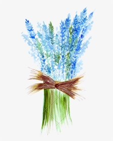Lavender Drawing Watercolor - Blue Flower Bunch Free Clipart, HD Png Download, Transparent PNG