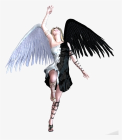 Angel Blk And White Wings Png Variety Deviantart - Fallen Angel Png, Transparent Png, Transparent PNG