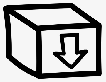 Box With An Arrow Sign Pointing Down Hand Drawn Symbol - Cajas Con Flecha Png, Transparent Png, Transparent PNG