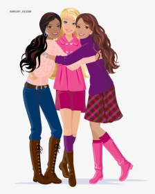 Transparent Barbie Clipart - 3 Cartoon Friends Girls, HD Png Download, Transparent PNG