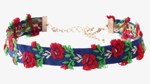 Adjustable Flower Embroidered Choker Necklace - Garden Roses, HD Png Download, Transparent PNG