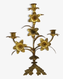 Candlestick Church In Bronze Gold Flower Pattern Floral - Brass, HD Png Download, Transparent PNG