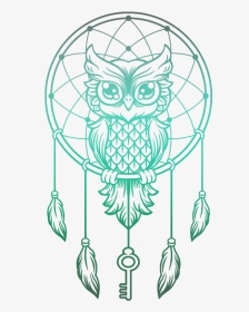 #mq #owl #dreamcatcher #green - Owl Dream Catcher Tattoo, HD Png Download, Transparent PNG
