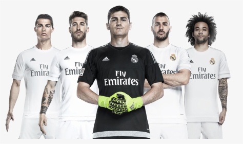 Cristiano Ronaldo, Sergio Ramos, Iker Casillas, Karim - Real Madrid Adidas Kit 2015, HD Png Download, Transparent PNG