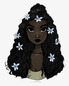 #girl #black #curlyhair #flower Crown #draw - Draw A Girl With A Crown, HD Png Download, Transparent PNG