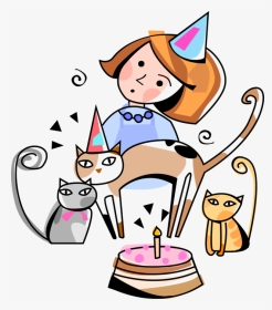 Vector Illustration Of Birthday Girl Celebrates Birthday - Cartoon, HD Png Download, Transparent PNG