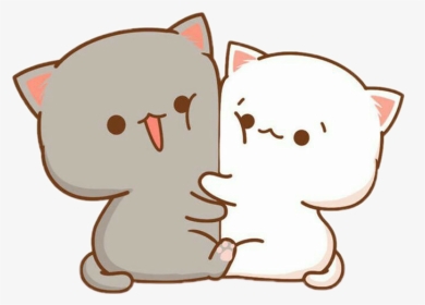 #freetoedit #cute #kawaii #cat #couple #love #hug #affection - Kawaii Cute Cat Drawing, HD Png Download, Transparent PNG