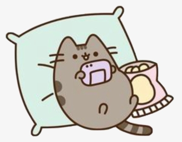 pusheen cat eating sushi