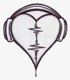 Heart With Headphones Tattoo, HD Png Download, Transparent PNG