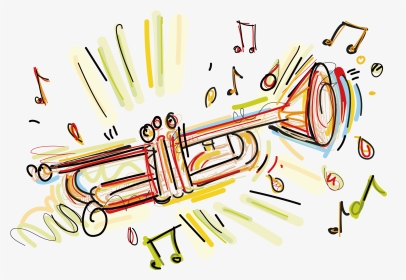 Color Drawing Music - Clipart Simple Trumpet Drawing, HD Png Download, Transparent PNG