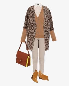 Model Wearing Thakoon Addition Leopard Printed Leather - Shoulder Bag, HD Png Download, Transparent PNG