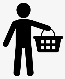 Man Holding Shopping Basket - Shopper Icon Png, Transparent Png, Transparent PNG
