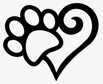 Heart Dog Paw Print Silhouette, HD Png Download, Transparent PNG