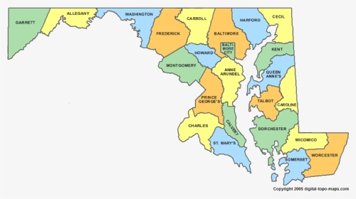 Map Of Maryland Counties, HD Png Download, Transparent PNG
