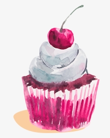 Cupcake Watercolor Painting Dessert - Cupcake Watercolor Png, Transparent Png, Transparent PNG