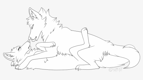 Drawing Couples Art - Deviantart Wolf Couple Lineart, HD Png Download, Transparent PNG