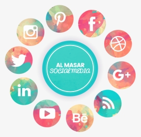 Al Masar Media Social Media Marketing - Watercolor Social Media Icons, HD Png Download, Transparent PNG
