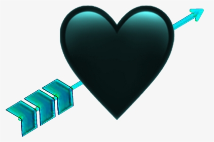 #heart #blackheart #heartwitharrow #black #turquoise - Heart, HD Png Download, Transparent PNG