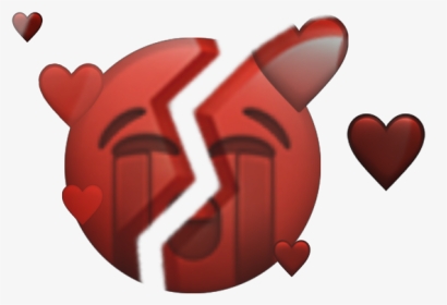 #broken #sad #red #black #aesthetic #grey #white #cry - Crying Black Heart Emoji, HD Png Download, Transparent PNG