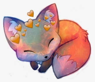 #galaxy #fox #cute #heartcrown #kawaii #animals #spiral - Fox Drawing Chibi, HD Png Download, Transparent PNG