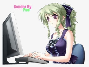 Anime Using The Computer, HD Png Download, Transparent PNG