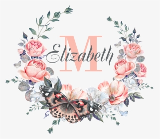 Peach Floral Wreath Monogram Tile Coaster - Girly Posters, HD Png Download, Transparent PNG
