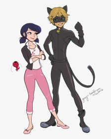 Chat Noir And Marinette Drawing, HD Png Download, Transparent PNG