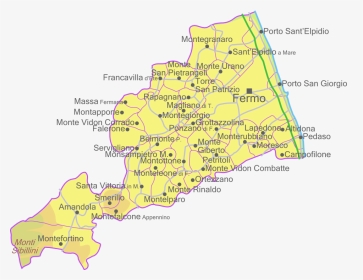 Provincia Di Fermo - Mappa Provincia Di Fermo, HD Png Download, Transparent PNG