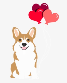 Corgi Holding Balloons, HD Png Download, Transparent PNG