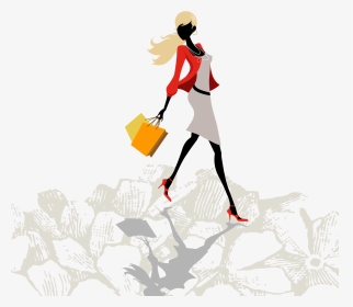 Fashion Euclidean Vector Illustration - Women With Shopping Bags, HD Png Download, Transparent PNG