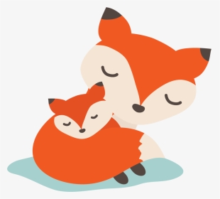 11 Animal Mom And Baby - Baby Fox Cartoon, HD Png Download, Transparent PNG
