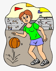Girl Playing Basketball - Cartoon, HD Png Download, Transparent PNG