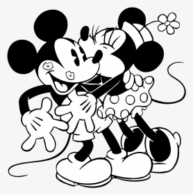 Black And White Mickey Mouse And Minnie Mouse Kissing - Mickey Mouse Black And White Minnie, HD Png Download, Transparent PNG