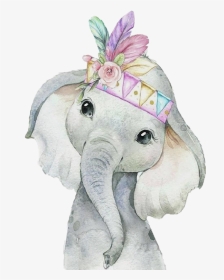 #elephant #colorful #cute #baby #animals - Watercolor Elephant, HD Png Download, Transparent PNG