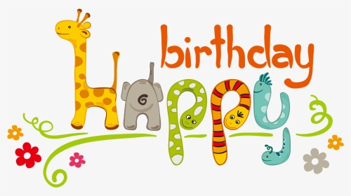 卡通happy Birthday动物图案图 - Cartoon, HD Png Download, Transparent PNG